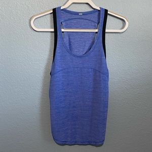 LuLuLemon Blue Black On Track Racerback Tank Top